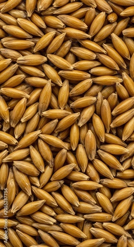 Macro image of textured dried grain seeds. Golden cereal crop pattern filling the entire frame. Organic natural background, cereal, design, corn