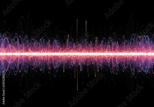 Vibrant abstract background showing flowing digital frequency waves and dynamic energy fields, perfect for technology and modern design, analysis, banner, line