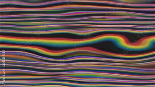 Abstract Wavy Rainbow Stripes and Swirls of Color on Dark Background texture pattern