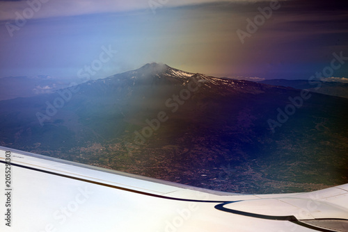 View of Mount Etna from the Airplane