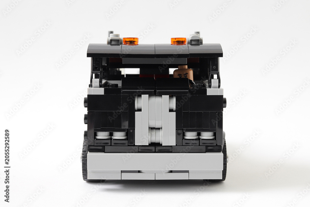 Naklejka premium Lego black semi truck toy with driver