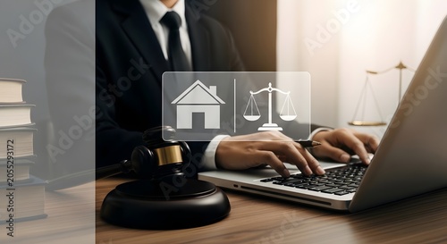 Legal technology concept real estate law and justice system
