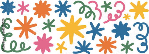 Colorful Abstract Shapes And Stars Pattern vector illustration