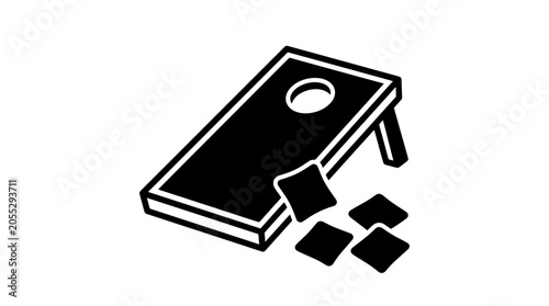 Cornhole Game Board and Bags Icon Vector Illustration