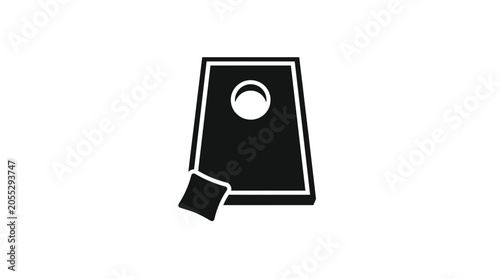 Cornhole Game Board and Bag Icon Silhouette, Outdoor Recreation Symbol