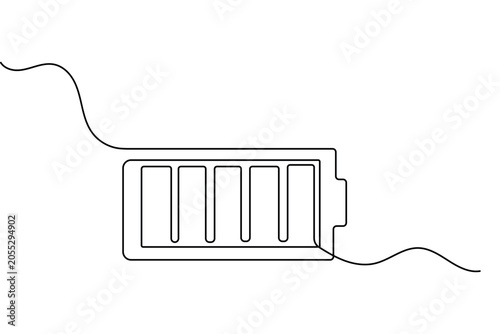 Continuous one line drawing of a battery icon minimalist vector design