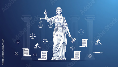 Lady Justice Statue with Judge Gavel Legal Action Concept