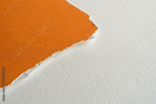 Torn Orange & White Paper Texture, Background. Used for design or presentation