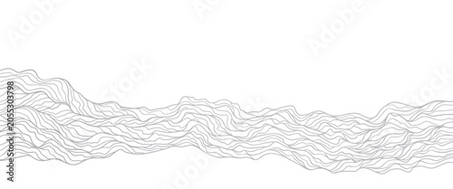 Fotografie Topographic landscape with flowing contour waves, layered terrain lines and wide horizontal composition