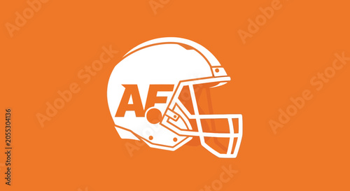 American Football Helmet With AF Letters on Orange Background Vector Illustration