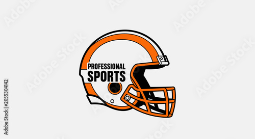 American Football Helmet With Bold Orange and White Design On A Clean Background