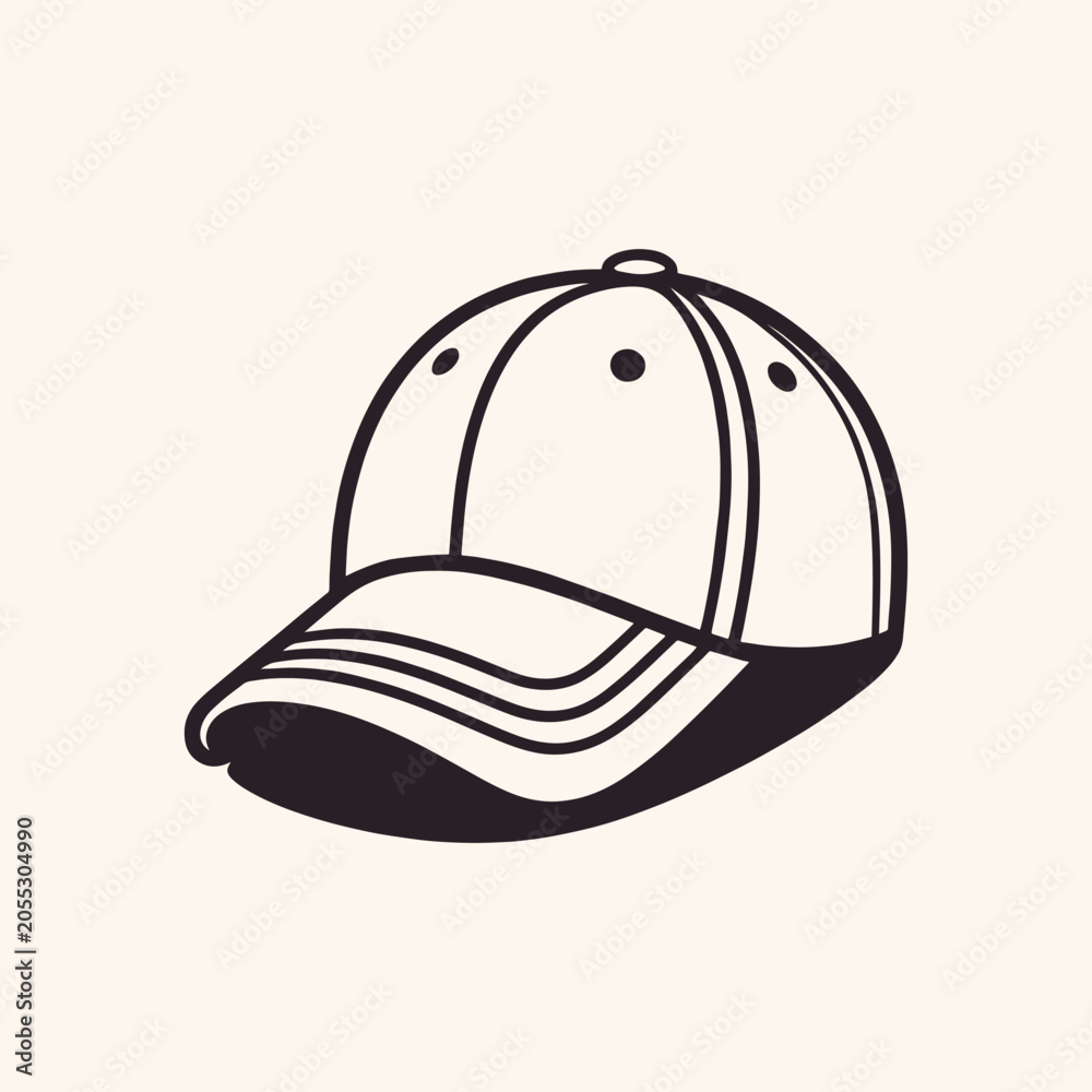 Fototapeta premium Cap Line Art Vector Lifestyle Icon | Classic Sports Hat Outline Illustration