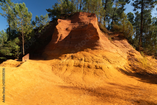 Sunny Ochre Hills in Roussillon, France, During Autumn