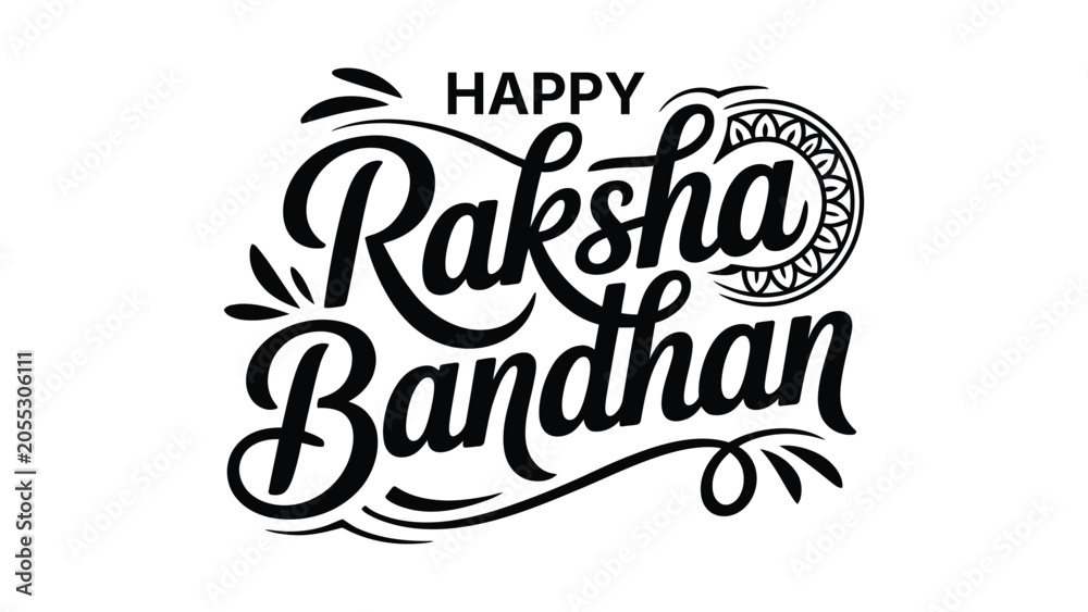 Obraz premium happy raksha bandhan typography lettering design with decorative rakhi illustration traditional indian festival greeting banner and celebration artwork