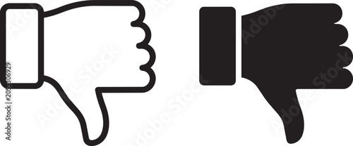 Fotografie Thumbs down icon vector set representing dislike negative feedback and disagreem