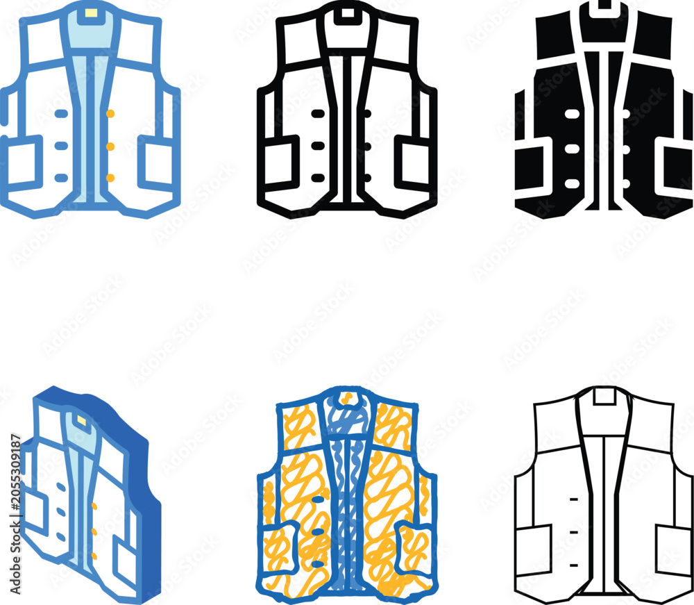 Fototapeta premium vest denim color icon vector. vest denim set sign. isolated symbol illustration