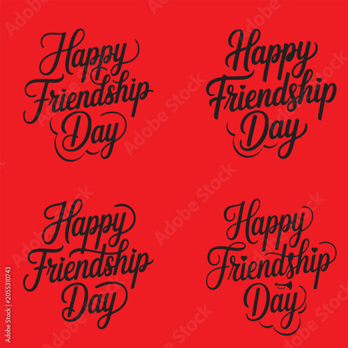 A Minimalist Typography Calligraphy Of This Word ''Happy Friendship Day'' Silhouette Vector Art