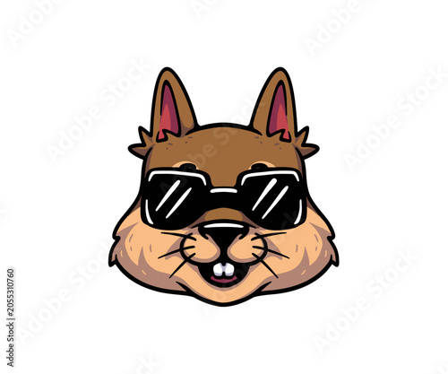 Cute cartoon squirrel head emot emoji icon
