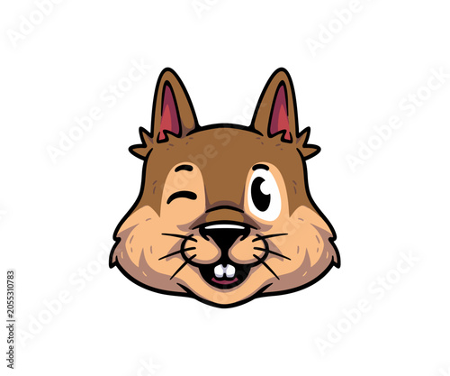 Cute cartoon squirrel head emot emoji icon