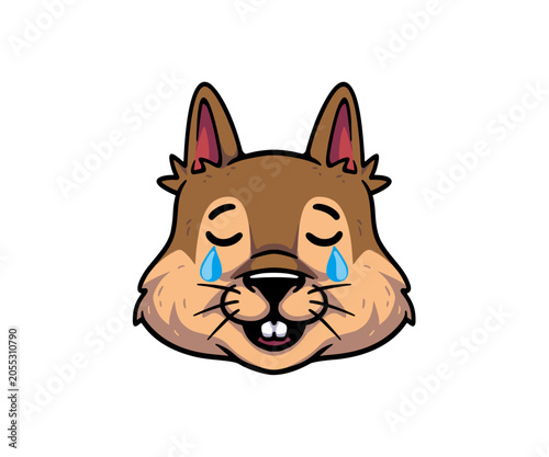 Cute cartoon squirrel head emot emoji icon