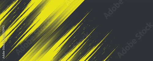Abstract Yellow Brush Strokes on Dark Grey Background