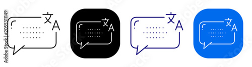 Bild auf Leinwand Translation chat bubble for multilingual message communication and support