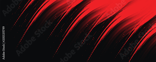 Halftone dots red and blue color pattern gradient grunge texture background. Dot pop art comic sport style vector illustration.