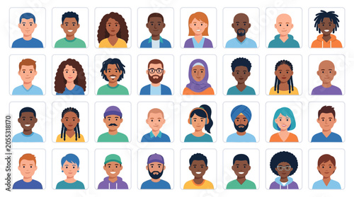 Diverse group of people faces.