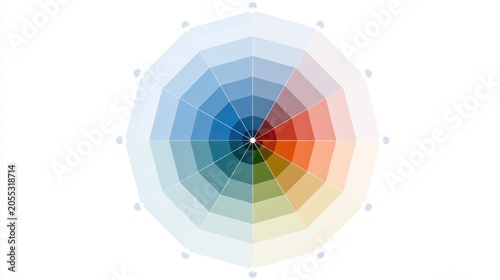A modern radar chart clipart, performance tracking element, digital illustration, isolated on white background.