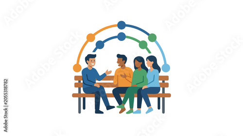 Diverse group of people sitting together.