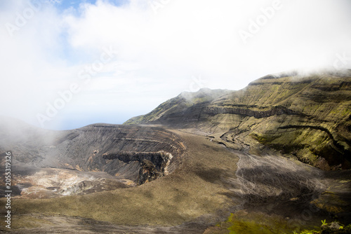 Foto Aerial View of Soufriere Volcanic Crater with Steaming Vents