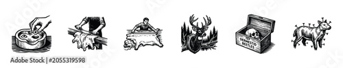 Foto Taxidermy process illustrations showing animal preparation and preservation tech