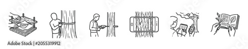 Forestry and botanical research methods illustrated with line drawings