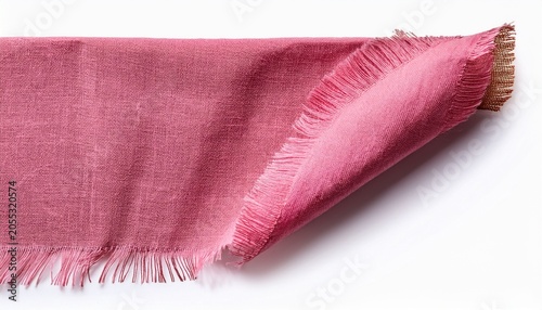 Pink Linen Fabric Swatch With Frayed Edges Isolated On Transparent Background