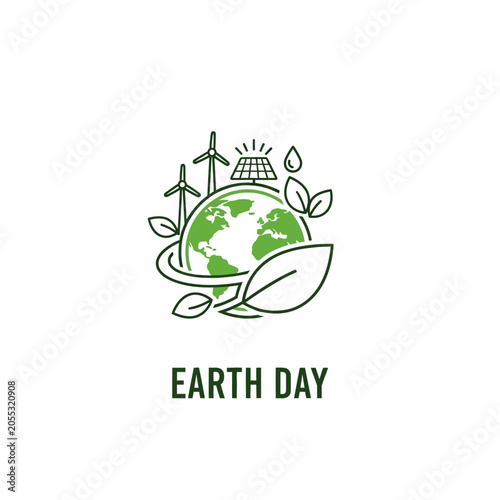Earth Day green globe icon.