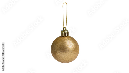 Fotografía Isolated classic shimmering golden Christmas bauble decoration with an elegant g