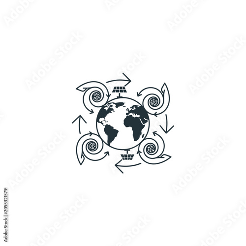 Earth Globe with Recycling Arrows.