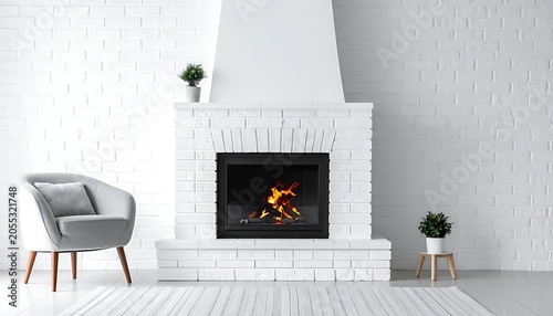 Modern living room with fireplace interior.