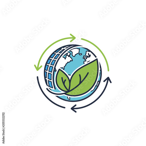 Earth with green leaf symbol.