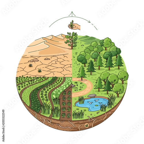 Earth with diverse land use sections.