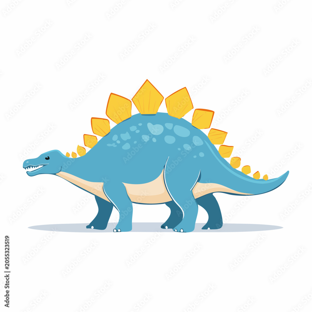 Naklejka premium Cute Blue Stegosaurus Dinosaur Illustration