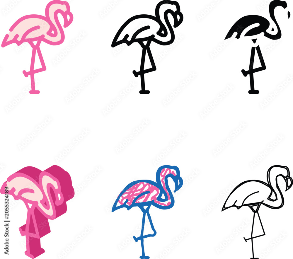 Fototapeta premium flamingo bird color icon vector. flamingo bird sign. isolated symbol styles illustration