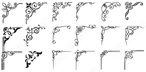 Canvastavla Vector illustration of decorative frame corner set