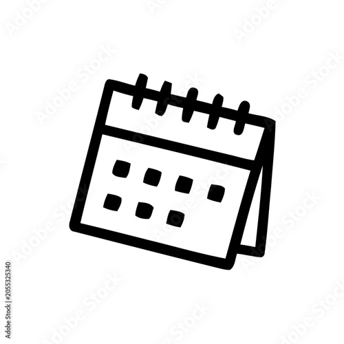 Calendar planner icon with spiral binding isolated on white background for design.