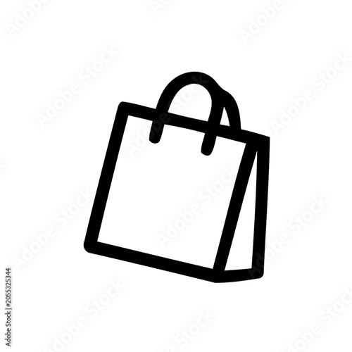 Shopping paper bag icon with handles isolated on white background for retail sales.