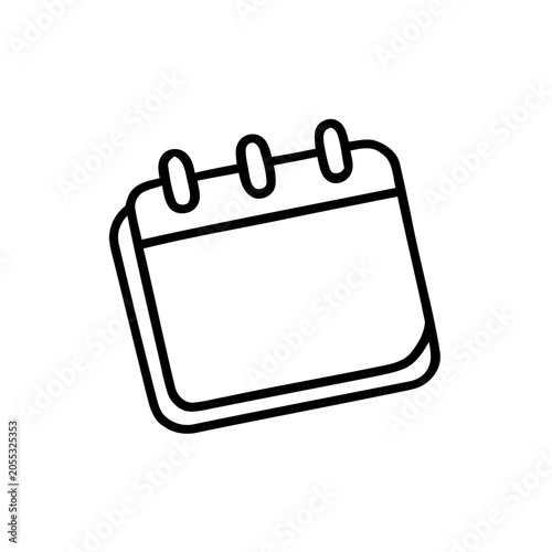 Calendar page icon with rounded edges isolated on white for time planning concept.