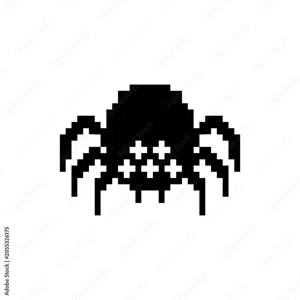 Obraz premium Pixel art spider monster icon