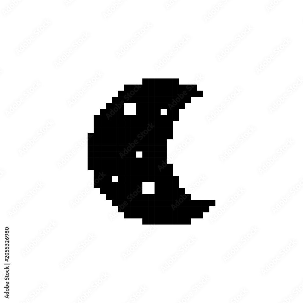 Fototapeta premium Pixel art night moon icon