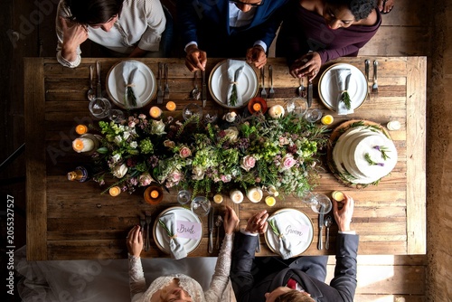 Tableau sur toile Elegant rustic wedding dinner setting.