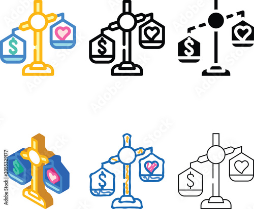 Bilde på lerret choosing between conscience and money color icon vector